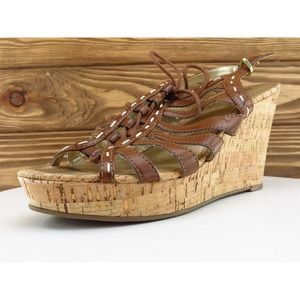 GUESS Size 9 Gladiator Heel‎ Brown Synthetic M Width